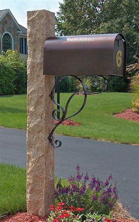 wrought iron mailbox post bracket